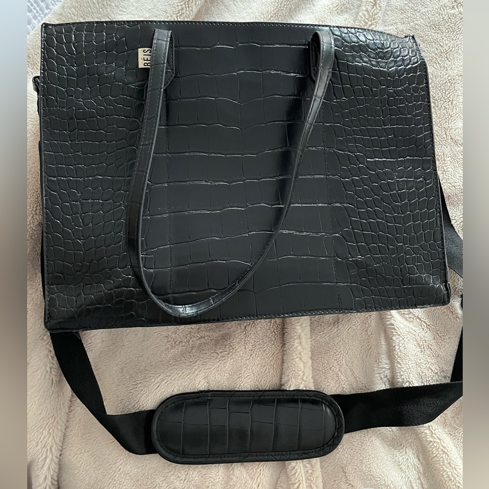 BÉIS Work Tote in Black Croc